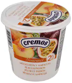 Yogur Cremos, melocotón y maracuya