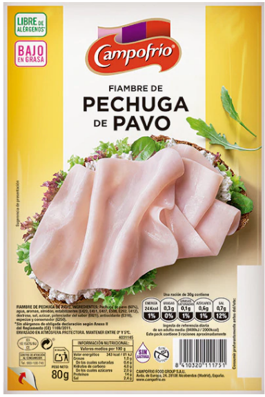 Lonchas Pechuga de Pavo, Campofrio